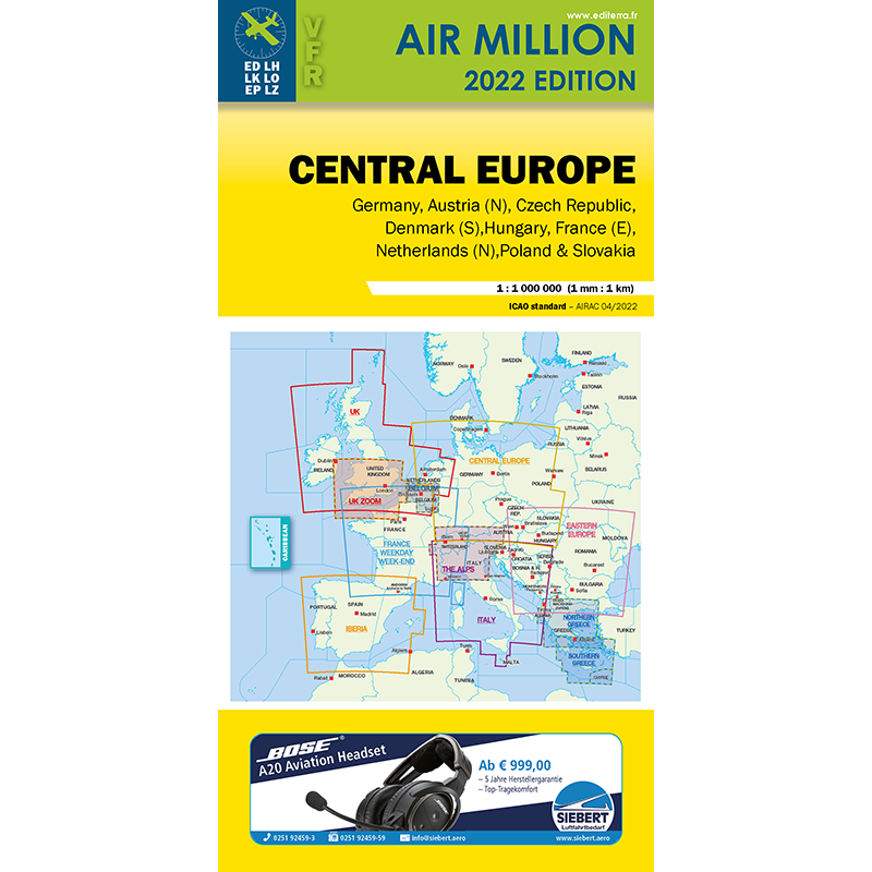 CARTE VFR 1/1000.000 EUROPE CENTRALE  AIR MILLION PARUTION AVRIL 2023