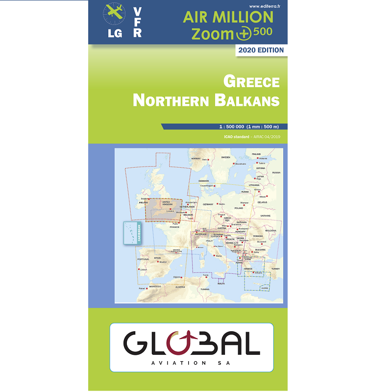 CARTE VFR 1/500.000  GREECE  ( NORTHERN BALKANS ) AIR MILLION PARUTION 2024