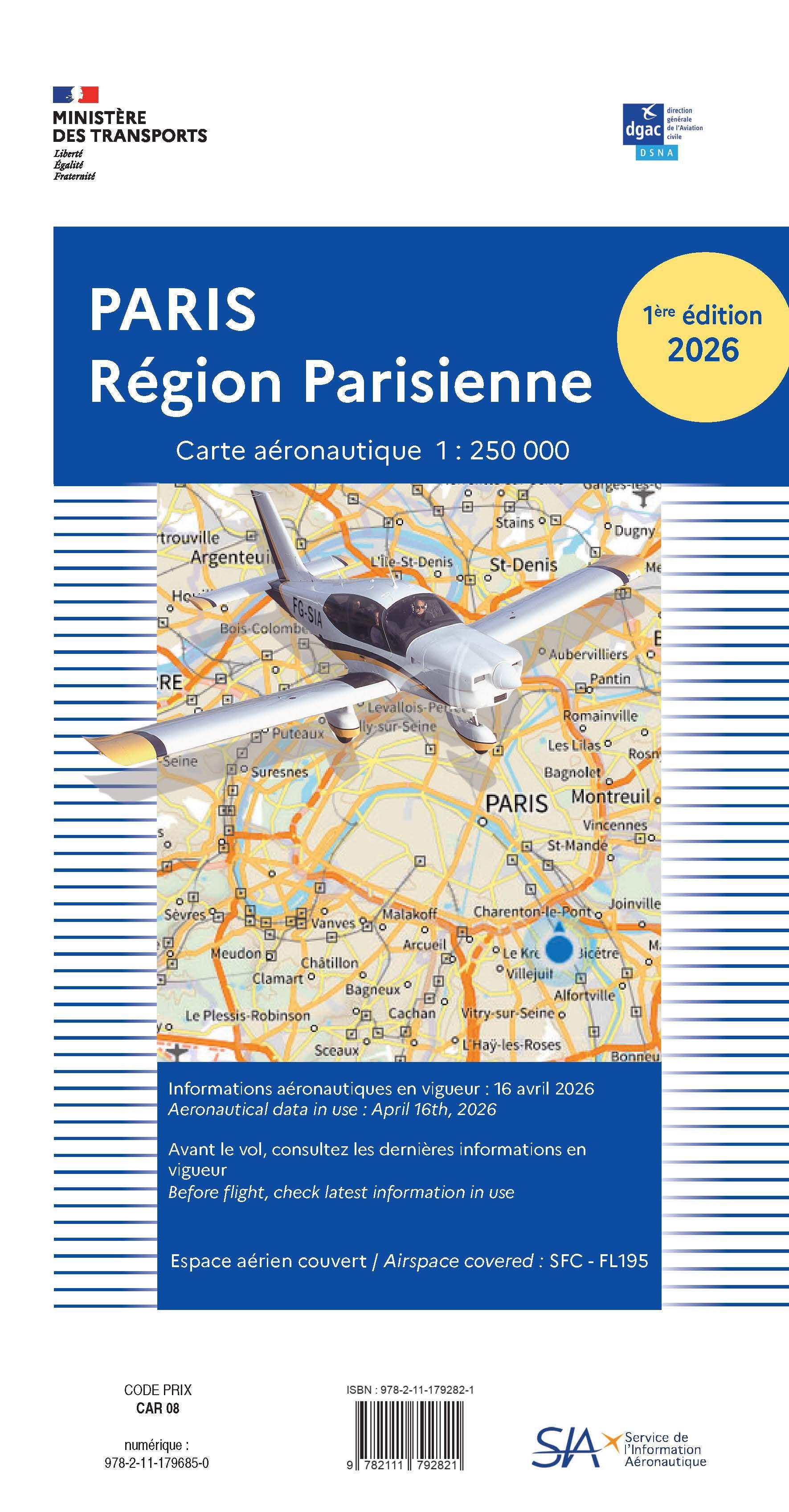 CARTE REGION PARISIENNE 1/250.000  PAPIER  SIA - 2026