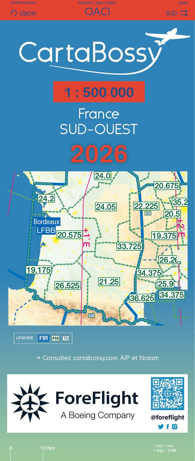 CARTABOSSY 1/500.000 OACI 2026 SUD OUEST