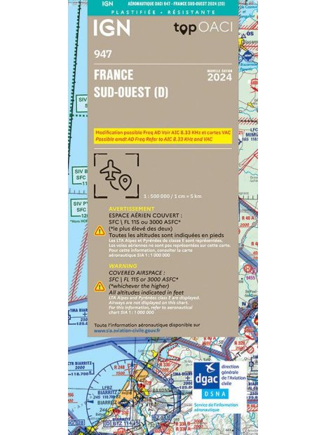 CARTE SUD OUEST 2025 - 1/500.000 PLASTIFIEE