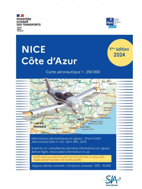 CARTE NICE COTE D AZUR  1/250.000  PAPIER- 1re parution 2025