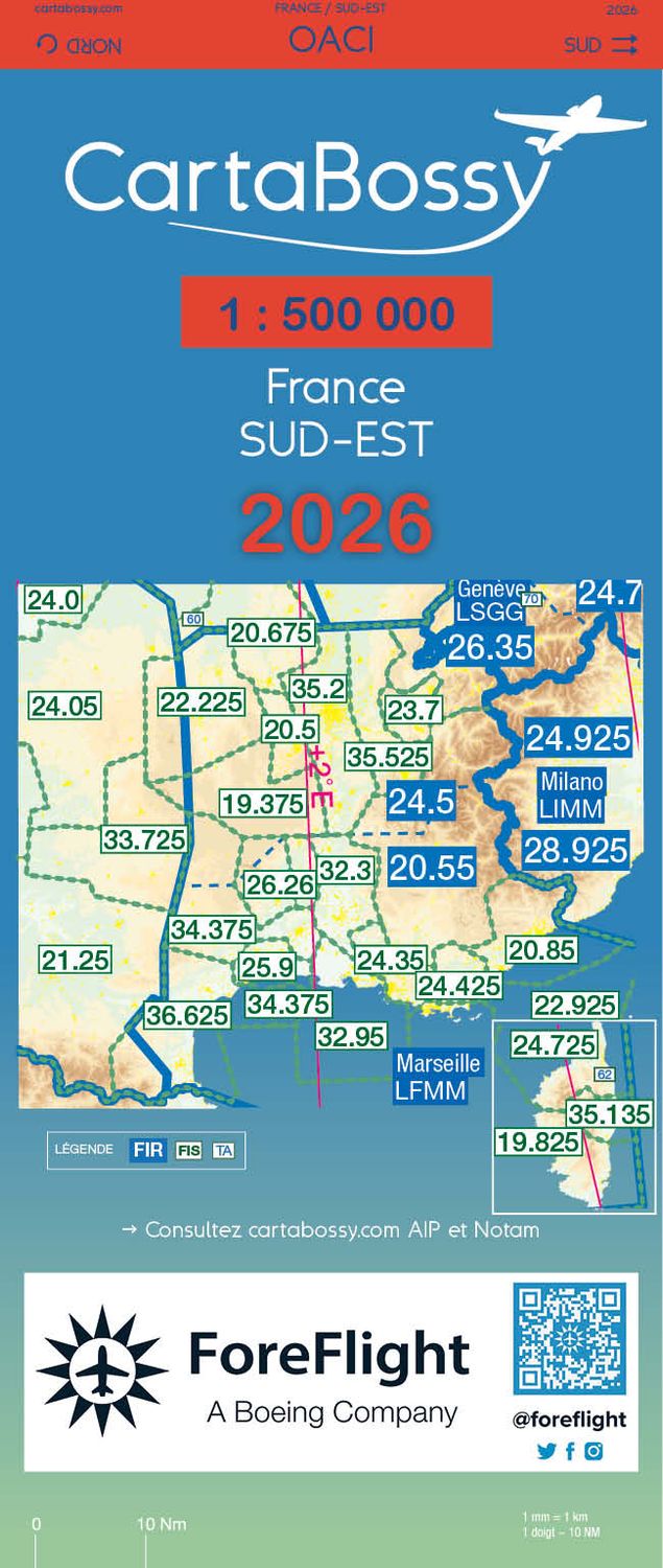 CARTABOSSY 1/500.000 OACI 2026 SUD EST