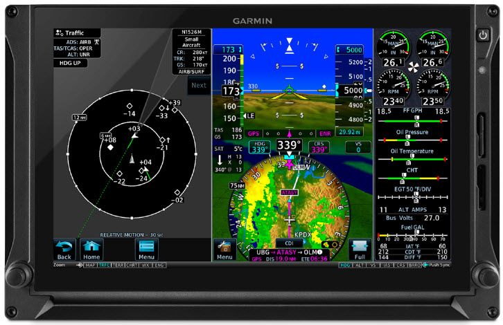 G600 TXI, 10.6-inch Integrated Flight Display (integrated AHRS) with GAD43e