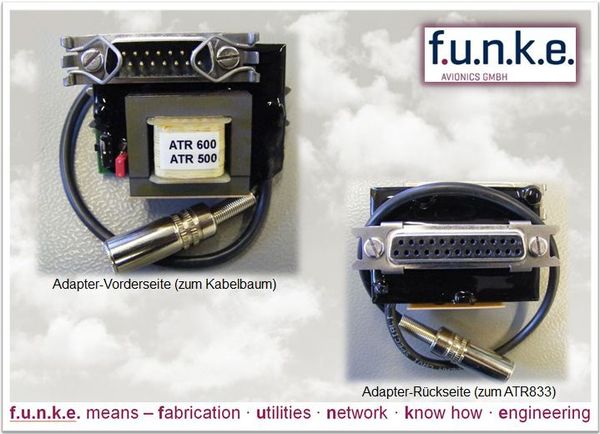 Adapter for wiring harness: ATR500 / ATR600 to ATR833xx