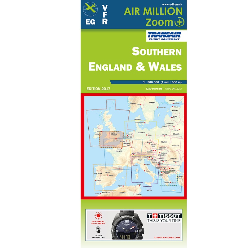 CARTE VFR 1/500.000 AIR MILLION  SOUTHERN ENGLAND AND WALES  PARUTION AVRIL 2023