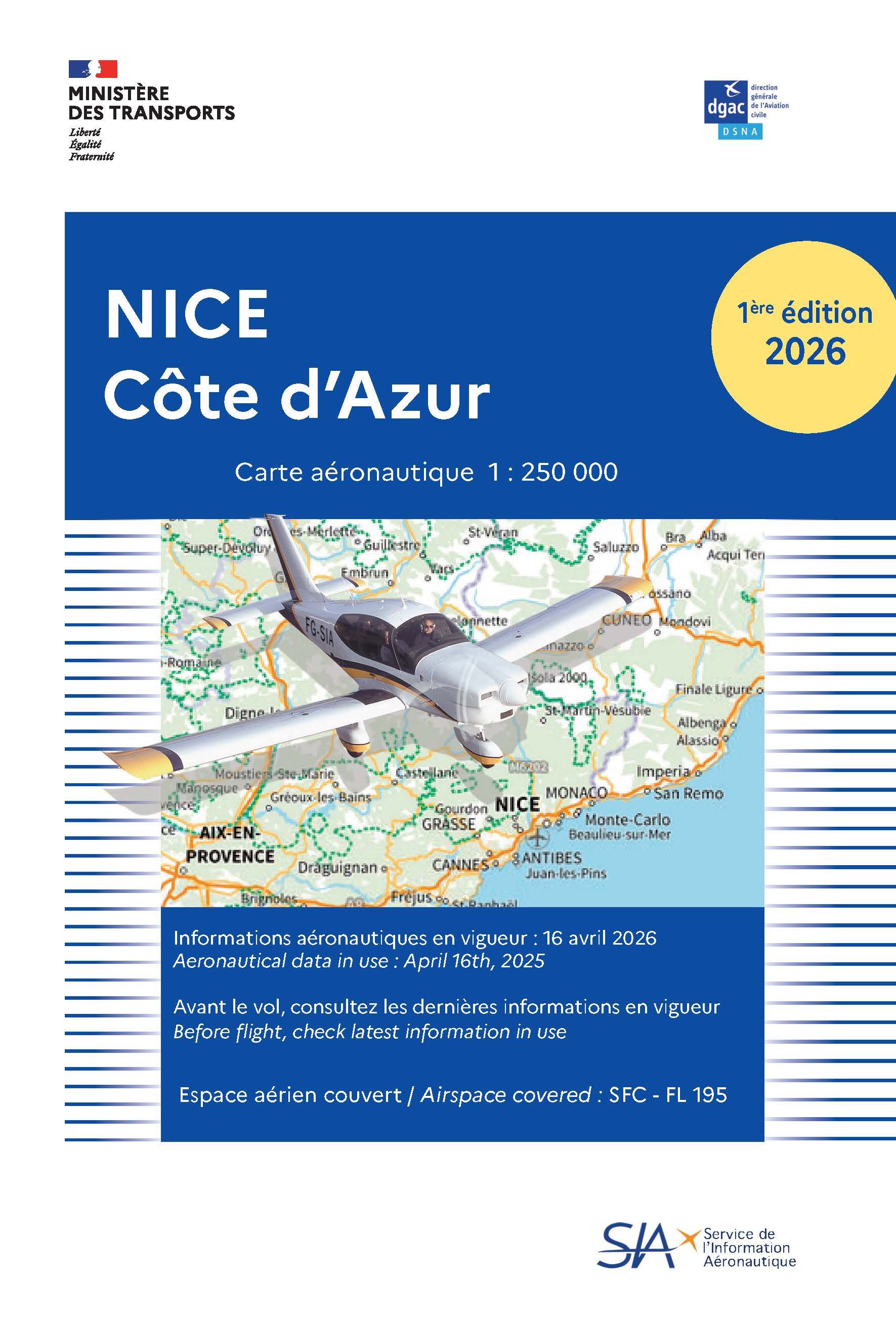 CARTE NICE COTE D AZUR  1/250.000  PAPIER- 2026
