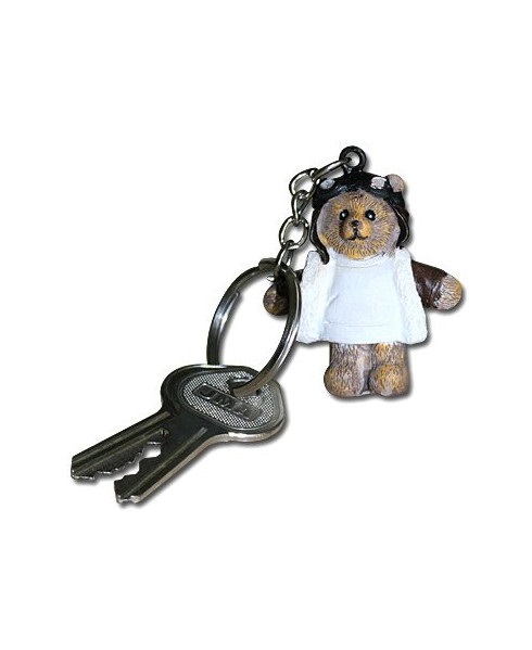 PETIT PORTE CLE OURSON AVIATEUR EN RESINE ( 4.5cm ) hors anneau